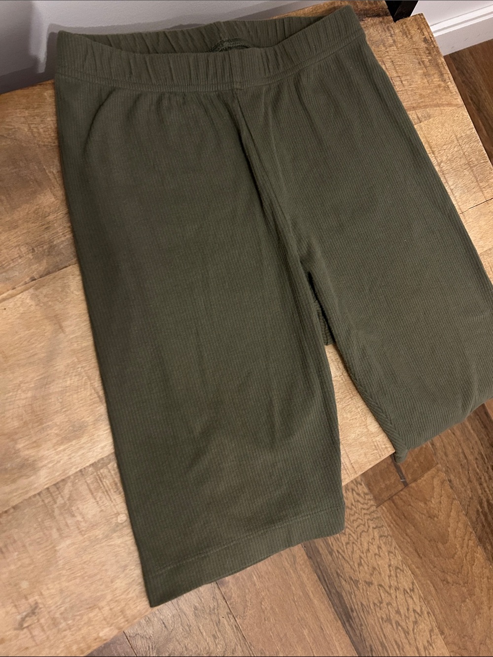 Olive Green and Navy Blue Ribbed Biker Shorts